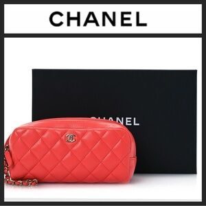 NWT Chanel 24S Cavier Quilted Double Zip Cosmetic Bag